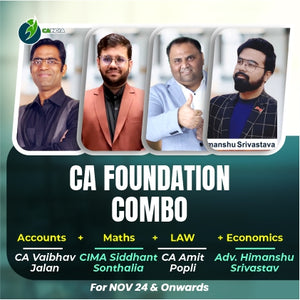CA Foundation Combo - Accounts by CA Vaibhav Jalan, Maths by CIMA Siddhant Sonthalia, Law by CA Amit Popli and Economics by Adv. Himanshu Srivastav