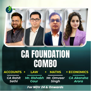 CA Foundation Combo - Accounts by CA Rohit Sethi, Law by Mr. Rishabh Gaur, Maths by Mr. Omveer Singh and Economics by CA Akansha Arora