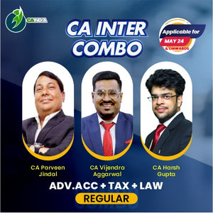 CA Inter Adv. Acc. by CA Parveen Jindal, Law by CA Harsh Gupta, Tax by CA Vijender Agarwal