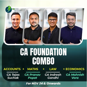 CA Foundation Combo - Accounts by CA Tejas Suchak, Maths by CA Pranav Popat, Law by CA Indresh Gandhi and Economics by CA Mohnish Vora