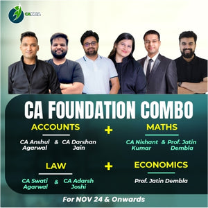 CA Foundation Combo - Accounts by CA Anshul Agarwal, CA Darshan Jain, Law by CA Swati Agarwal, CA Adarsh Joshi, Maths by CA Nishant Kumar and Prof. Jatin Dembla Economics by Prof. Jatin Dembla