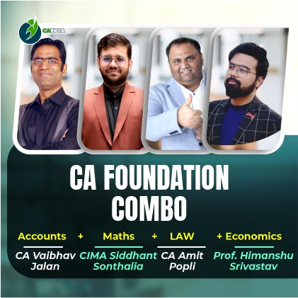 CA Foundation Combo - Accounts by CA Vaibhav Jalan, Law by CA Amit Popli, Maths by CIMA Siddhant Sonthalia and Economics by Prof. Himanshu Srivastav