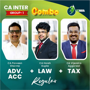 CA Inter G1 Advance Accounts by CA Parveen Sharma, Law by CA Harsh Gupta and CA Inter Taxation (Income Tax & GST) by CA Vijender Aggarwal
